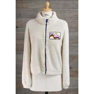 Grayson Threads Sherpa Fleece Jacket Small Zip Up Cozy Good Days Ahead White